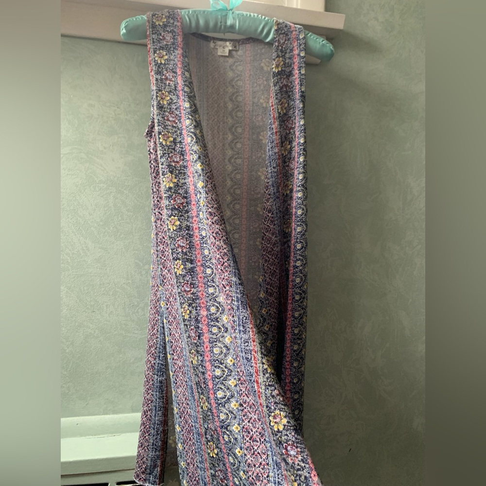 Knitworks Floral Striped Knit long cardigan in Lavender, Pink, yellow and Navy